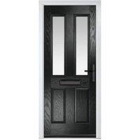 Crystal Carnoustie Black Left Hand GRP Composite Door with Stippolyte Glass - 890 x 2090mm
