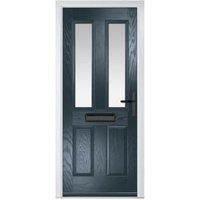 Crystal Carnoustie Anthracite Grey Left Hand GRP Composite Door with Stippolyte Glass - 890 x 2090mm