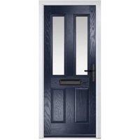 Crystal Carnoustie Blue Left Hand GRP Composite Door with Stippolyte Glass - 890 x 2090mm