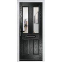Crystal Carnoustie Black Right Hand GRP Composite Door with Clear Glass - 890 x 2090mm