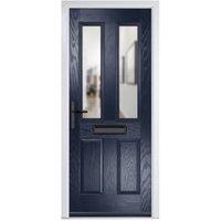 Crystal Carnoustie Blue Right Hand GRP Composite Door with Clear Glass - 890 x 2090mm