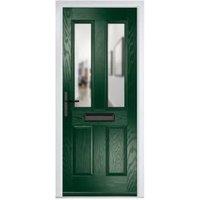 Crystal Carnoustie Green Right Hand GRP Composite Door with Clear Glass - 890 x 2090mm
