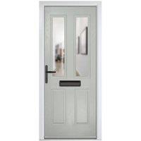 Crystal Carnoustie Agate Grey Right Hand GRP Composite Door with Clear Glass - 890 x 2090mm