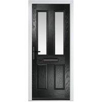 Crystal Carnoustie Black Right Hand GRP Composite Door with Stippolyte Glass - 890 x 2090mm