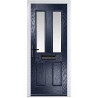 Crystal Carnoustie Blue Right Hand GRP Composite Door with Stippolyte Glass - 890 x 2090mm