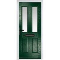 Crystal Carnoustie Green Right Hand GRP Composite Door with Stippolyte Glass - 890 x 2090mm