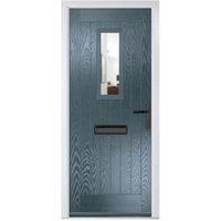 Crystal Sunningdale Slate Grey Left Hand GRP Composite Door with Clear Glass - 890 x 2090mm