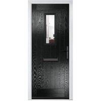 Crystal Sunningdale Black Left Hand GRP Composite Door with Clear Glass - 890 x 2090mm