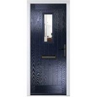 Crystal Sunningdale Blue Left Hand GRP Composite Door with Clear Glass - 890 x 2090mm