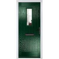 Crystal Sunningdale Green Left Hand GRP Composite Door with Clear Glass - 890 x 2090mm