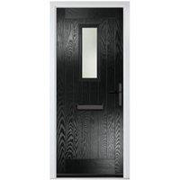 Crystal Sunningdale Black Left Hand GRP Composite Door with Stippolyte Glass - 890 x 2090mm