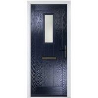Crystal Sunningdale Blue Left Hand GRP Composite Door with Stippolyte Glass - 890 x 2090mm