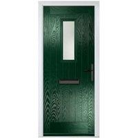 Crystal Sunningdale Green Left Hand GRP Composite Door with Stippolyte Glass - 890 x 2090mm
