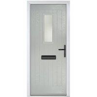 Crystal Sunningdale Agate Grey Left Hand GRP Composite Door with Stippolyte Glass - 890 x 2090mm