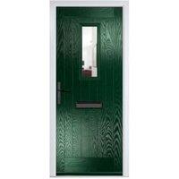 Crystal Sunningdale Green Right Hand GRP Composite Door with Clear Glass - 890 x 2090mm