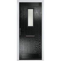 Crystal Sunningdale Black Right Hand GRP Composite Door with Stippolyte Glass - 890 x 2090mm