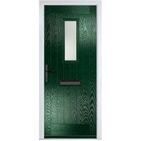 Crystal Sunningdale Green Right Hand GRP Composite Door with Stippolyte Glass - 890 x 2090mm