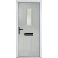 Crystal Sunningdale Agate Grey Right Hand GRP Composite Door with Stippolyte Glass - 890 x 2090mm