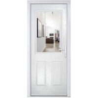 Crystal White Left Hand GRP Composite Door with Clear Glass - 890 x 2090mm