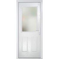 Crystal White Left Hand GRP Composite Door with Stippolyte Glass - 890 x 2090mm