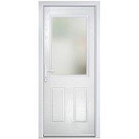 Crystal White Right Hand GRP Composite Door with Stippolyte Glass - 890 x 2090mm