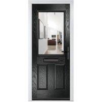 Crystal Lytham Black Left Hand GRP Composite Door with Clear Glass - 890 x 2090mm