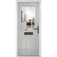 Crystal Lytham Agate Grey Left Hand GRP Composite Door with Clear Glass - 890 x 2090mm