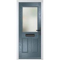Crystal Lytham Slate Grey Left Hand GRP Composite Door with Stippolyte Glass - 890 x 2090mm