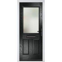 Crystal Lytham Black Left Hand GRP Composite Door with Stippolyte Glass - 890 x 2090mm