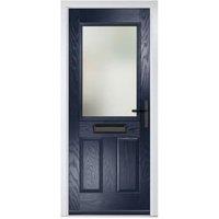 Crystal Lytham Blue Left Hand GRP Composite Door with Stippolyte Glass - 890 x 2090mm