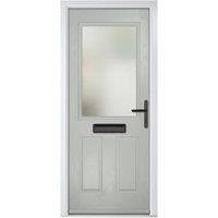 Crystal Lytham Agate Grey Left Hand GRP Composite Door with Stippolyte Glass - 890 x 2090mm