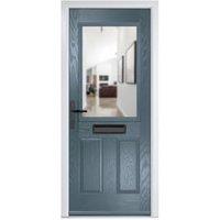 Crystal Lytham Slate Grey Right Hand GRP Composite Door with Clear Glass - 890 x 2090mm