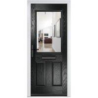 Crystal Lytham Black Right Hand GRP Composite Door with Clear Glass - 890 x 2090mm