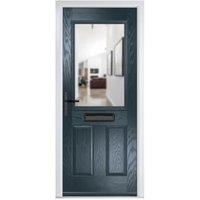 Crystal Lytham Anthracite Grey Right Hand GRP Composite Door with Clear Glass - 890 x 2090mm