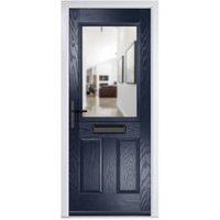 Crystal Lytham Blue Right Hand GRP Composite Door with Clear Glass - 890 x 2090mm