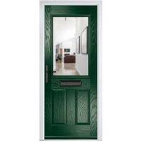 Crystal Lytham Green Right Hand GRP Composite Door with Clear Glass - 890 x 2090mm
