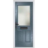 Crystal Lytham Slate Grey Right Hand GRP Composite Door with Stippolyte Glass - 890 x 2090mm