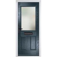 Crystal Lytham Anthracite Grey Right Hand GRP Composite Door with Stippolyte Glass - 890 x 2090mm