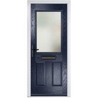Crystal Lytham Blue Right Hand GRP Composite Door with Stippolyte Glass - 890 x 2090mm