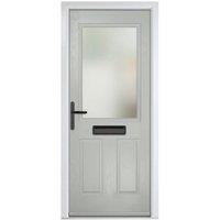 Crystal Lytham Agate Grey Right Hand GRP Composite Door with Stippolyte Glass - 890 x 2090mm