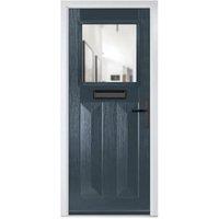 Crystal Eaton Anthracite Grey Left Hand GRP Composite Door with Clear Glass - 890 x 2090mm