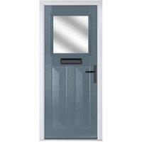 Crystal Eaton Slate Grey Left Hand GRP Composite Door with Stippolyte Glass - 890 x 2090mm