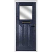 Crystal Eaton Blue Left Hand GRP Composite Door with Stippolyte Glass - 890 x 2090mm