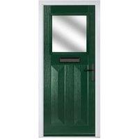 Crystal Eaton Green Left Hand GRP Composite Door with Stippolyte Glass - 890 x 2090mm