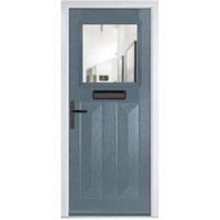 Crystal Eaton Slate Grey Right Hand GRP Composite Door with Clear Glass - 890 x 2090mm