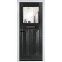 Crystal Eaton Black Right Hand GRP Composite Door with Clear Glass - 890 x 2090mm