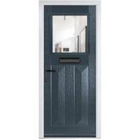 Crystal Eaton Anthracite Grey Right Hand GRP Composite Door with Clear Glass - 890 x 2090mm