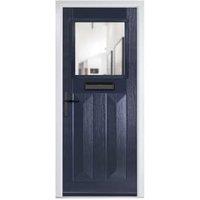 Crystal Eaton Blue Right Hand GRP Composite Door with Clear Glass - 890 x 2090mm