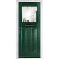 Crystal Eaton Green Right Hand GRP Composite Door with Clear Glass - 890 x 2090mm