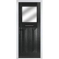 Crystal Eaton Black Right Hand GRP Composite Door with Stippolyte Glass - 890 x 2090mm